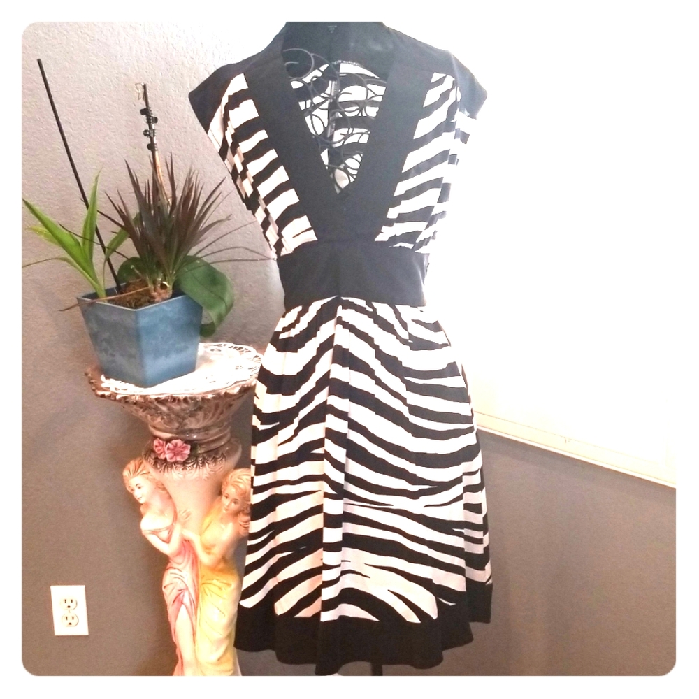 Bebe b/w silk dress size xs